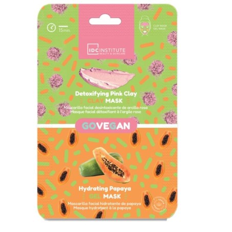 Mascarilla Dúo Arcilla Rosa y Papaya, para pieles apagadas: Desintoxica e ilumina + Nutre e hidrata-IDC-85106-IDC INSTITUTE