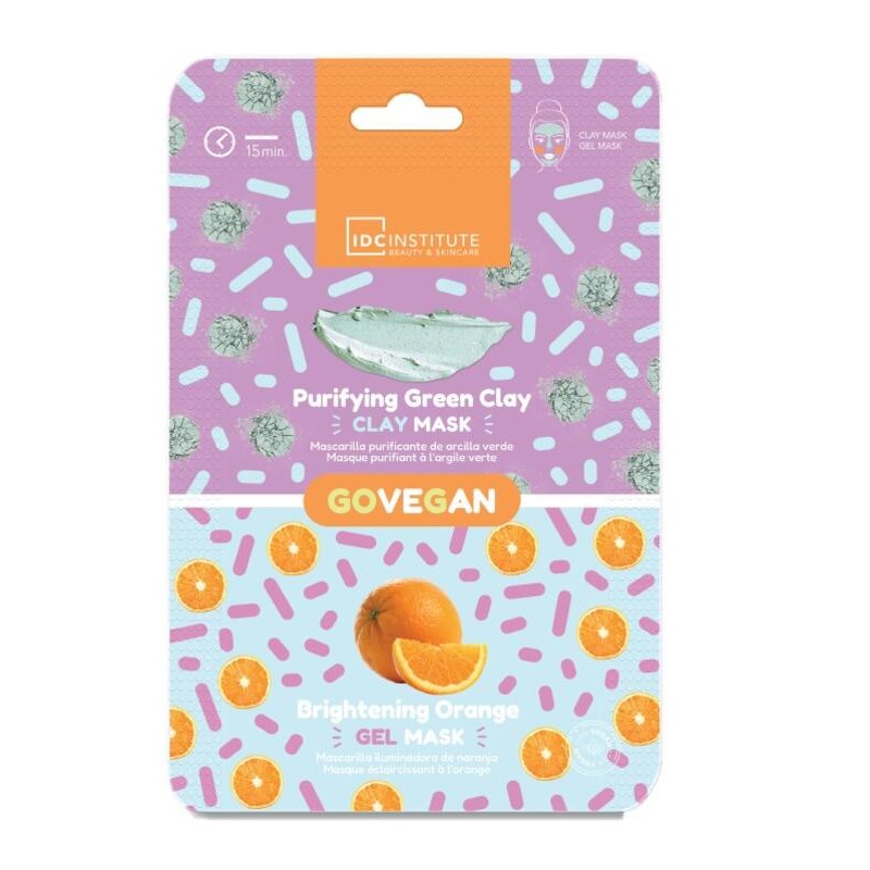 Mascarilla Dúo Arcilla Verde y Naranja, para pieles normales y secas: Purificante e iluminadora-IDC-85107-IDC INSTITUTE