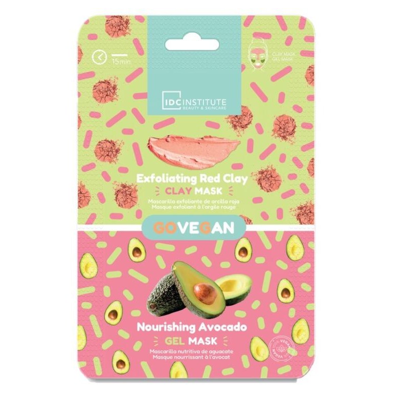 Mascarilla Dúo Arcilla Roja y Aguacate: Exfoliante y nutritiva-IDC-85108-IDC INSTITUTE