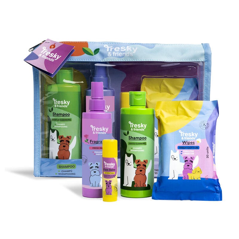Set de baño mascotas en pack regalo 4 piezas-IDC-42182-Tresky & Friends