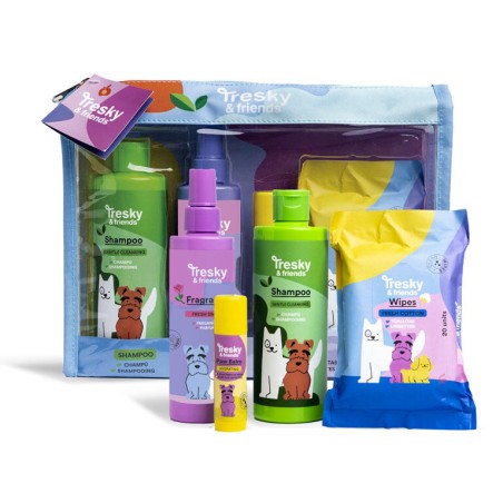 Set de baño mascotas en pack regalo 4 piezas-IDC-42182-Tresky & Friends