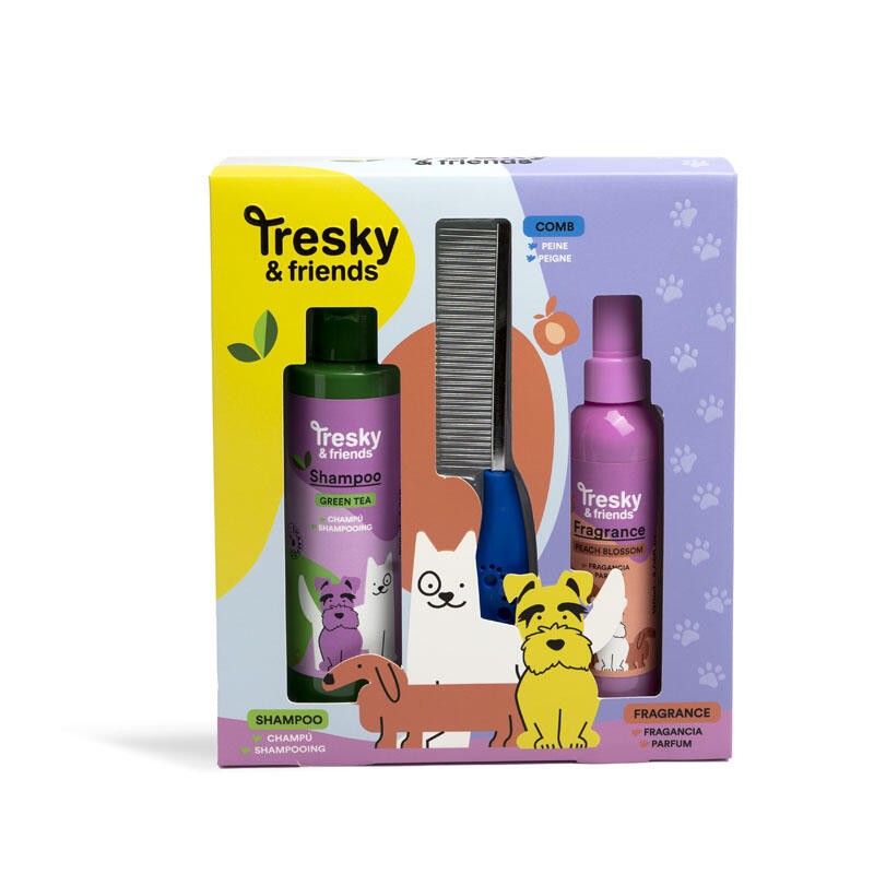 Set de baño mascotas en pack regalo 3 piezas-IDC-42181-Tresky & Friends