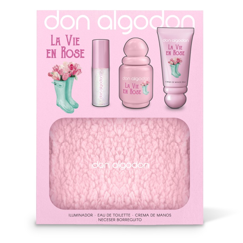 Set mujer la vie en rose don algodón (colonia 30ml + crema manos + iluminador + neceser)-CDA-25781013-Don Algodón