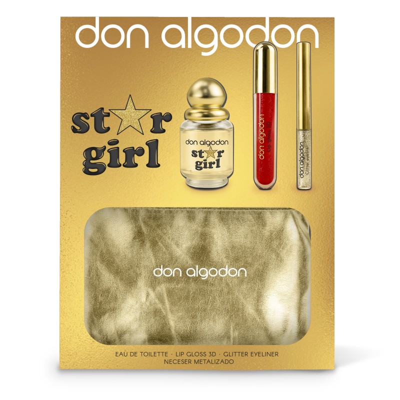 Set mujer star girl Don Algodón (colonia 30ml + lip gloss + glitter eyeliner + bolso/neceser)-CDA-25781228-Don Algodón