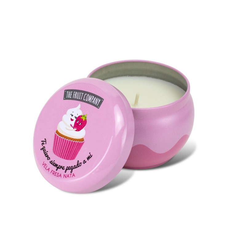 Vela perfumada lata fresa nata the fruit company en caja expositora-TFC-10230013-The Fruit Company