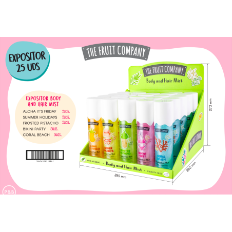 Expositor sobremesa body & hair mist shine 25 uds the fruit company-CTFC-25740000-The Fruit Company