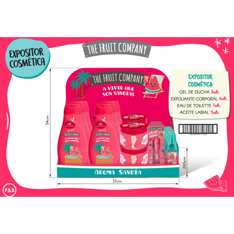 Expositor sobremesa cosmética sandia the fruit company (gel + exfo + col + labial)-TFC-25580002-The Fruit Company