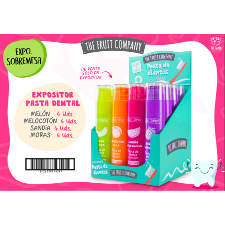Expositor sobremesa 16 pastas dentales de sabores surtidos Fluor+Calcio-CTFC-25840000-The Fruit Company