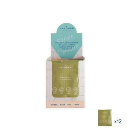 Expositor con 12 sobres earth de 25 gr - valquer shake - gel de baño sostenible-VAL-12122-valquer