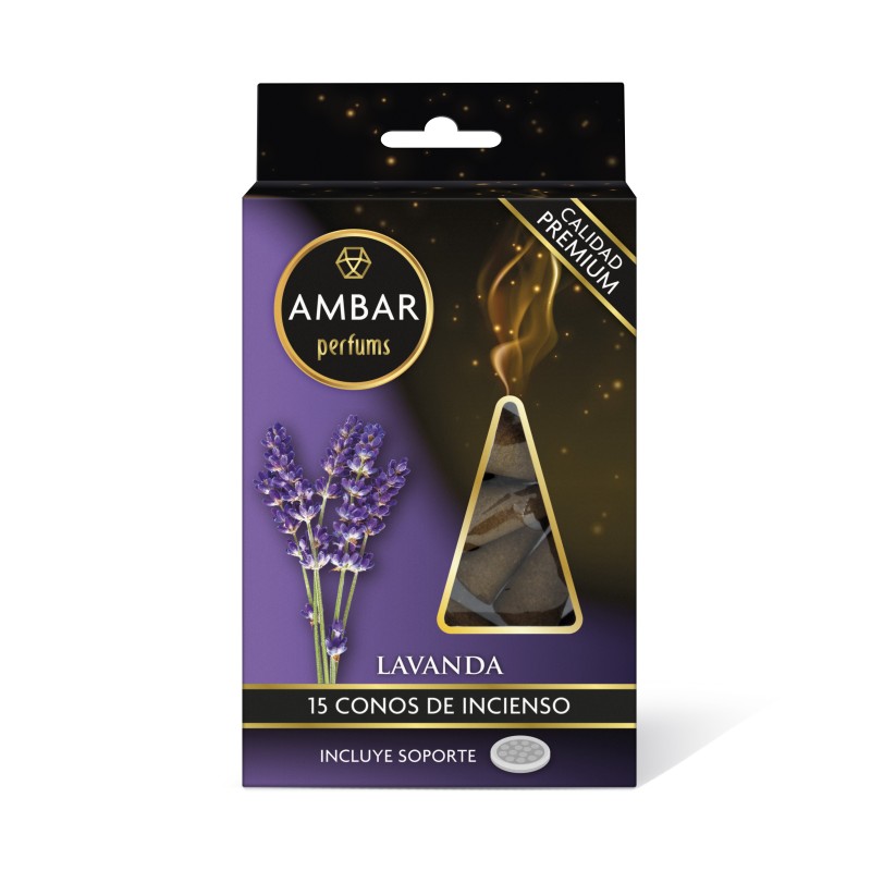 Conos incienso lavanda 15uds + soporte-AMB-10060209-ambar