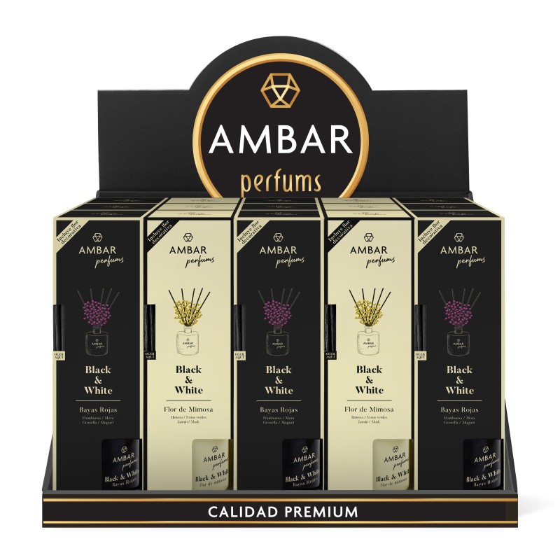 Expositorsitor sobremesa 15 mikados ambar black & white-AMB-25800000-ambar