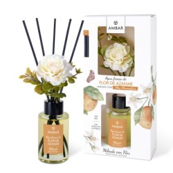 Mikado aguas frescas de flor de azahar  rosa c/ flores decorativas 75 ml-AMB-10550201-ambar