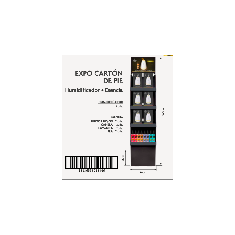 Expositor pie carton (humidificador 11 + 48 esencia)-AMB-25040105-ambar