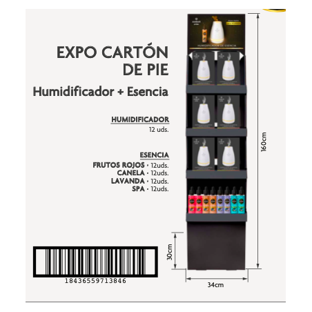Expositor pie carton (humidificador 11 + 48 esencia)-AMB-25040105-ambar