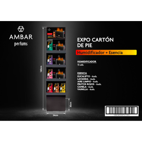 Expositor pie carton (humidificador flame + 36 esencias)-AMB-25040301-ambar