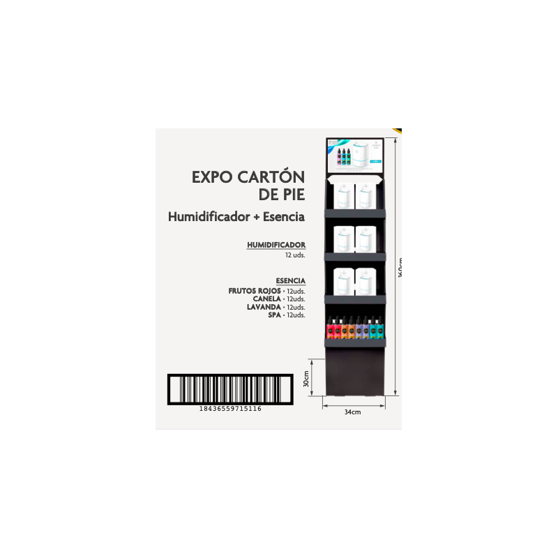 Expositorsitor pie carton (humidificador 2.0 + 48 esencia)-AMB-25040205-ambar