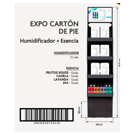 Expositorsitor pie carton (humidificador 2.0 + 48 esencia)-AMB-25040205-ambar