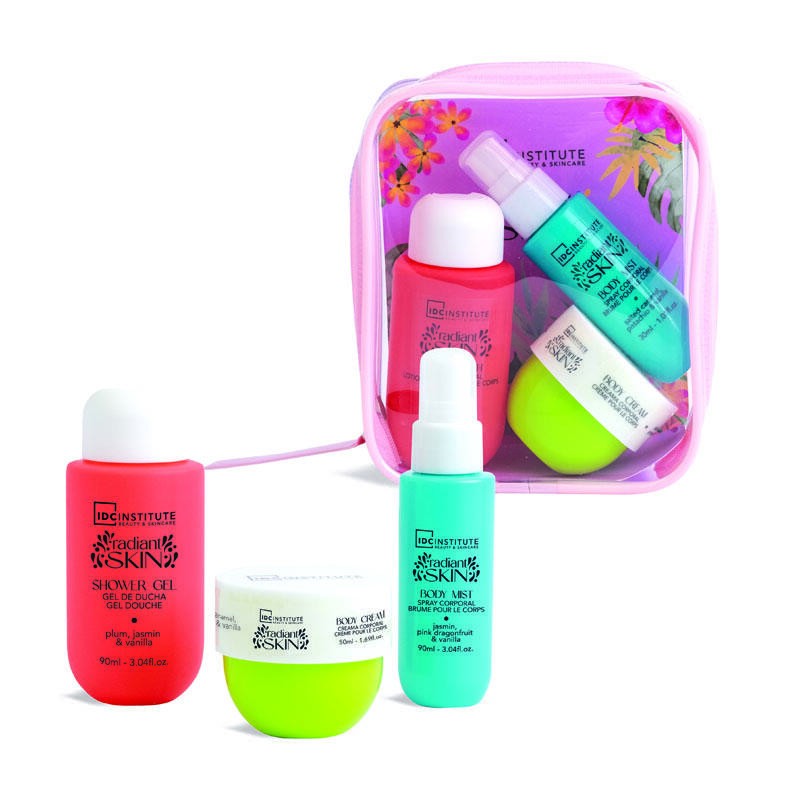 Set de viaje Radiant Skin: Gel de ducha, loción corporal y body mist -CIDC- 90325-IDC Institute