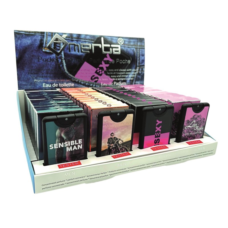 Expositor pocket mixto perfume+colonia 20 ml 48uds + 4 tester hombre/Mujer-OM-MD010-OMERTA