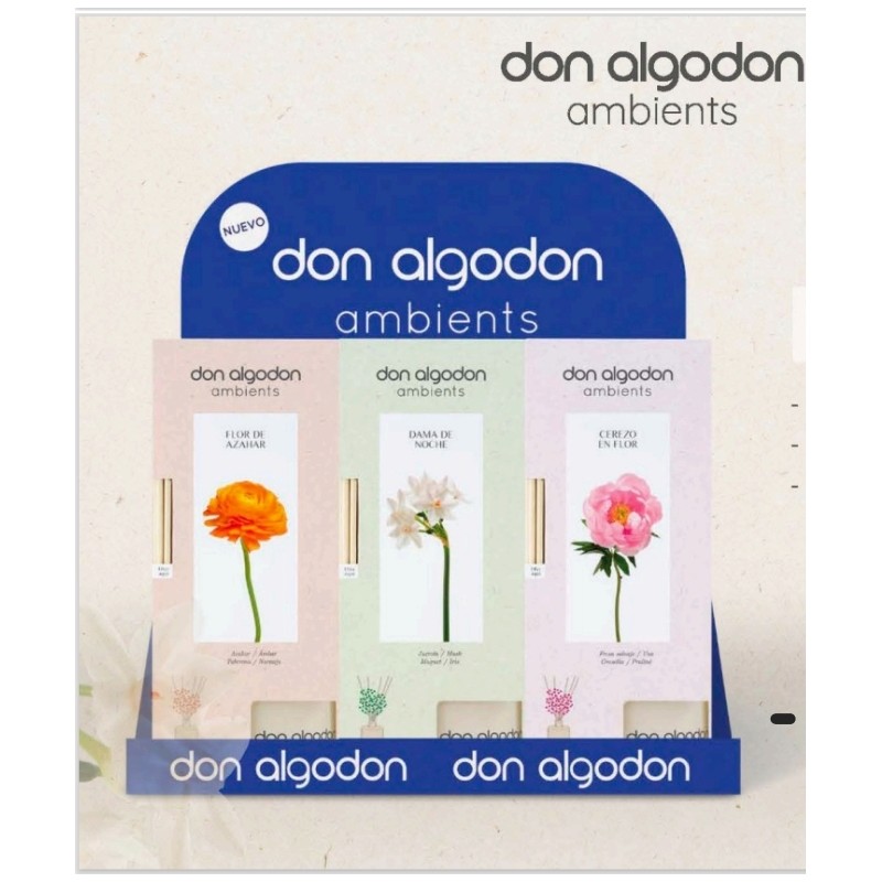 Expositor sobremesa 12 mikados con flor decorativa Don Algodon -DA-25100319-Don Algodón