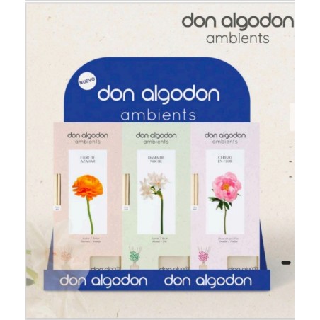 Expositor sobremesa 12 mikados con flor decorativa Don Algodon -DA-25100319-Don Algodón