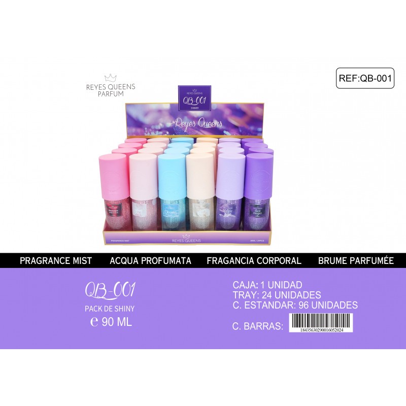 Surtido 24 brumas corporales con brillo 90 ml -ALM-QB-001P-Reyes Queens