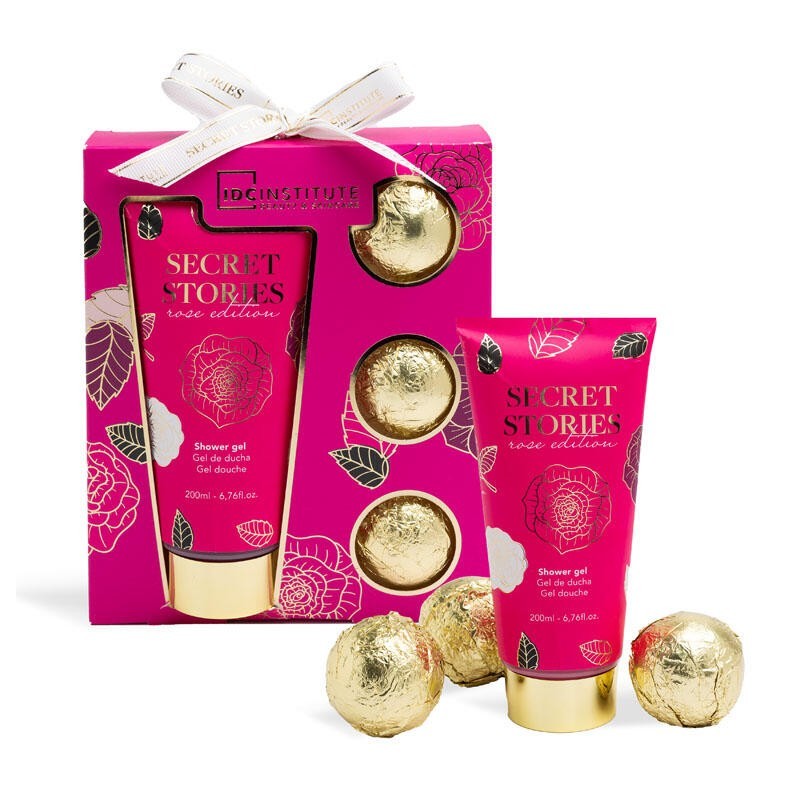Pack regalo en cajita: gel de ducha y 3 bombas de baño secret stories idc institute-IDC-42289-IDC Institute
