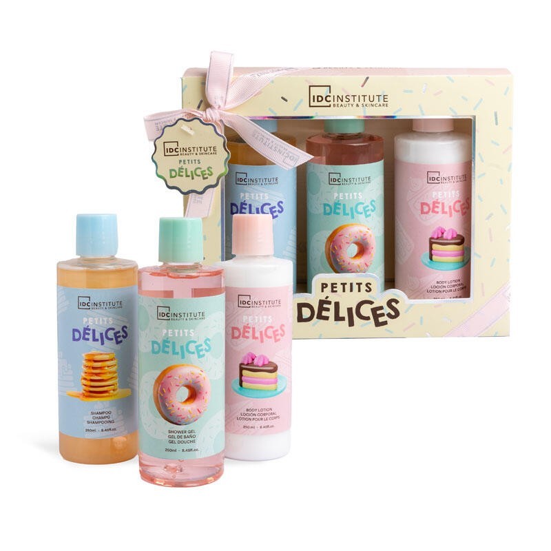 Pack regalo 3 piezas en caja: gel de ducha-loción corporal y champú petits délices idc institute-IDC-42202-IDC Institute