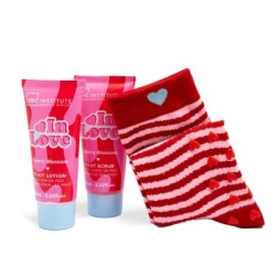Pack regalo 3 piezas cuidado de pies: loción para pies-exfoliante para pies y calcetines in love -IDC-42209-IDC Institute