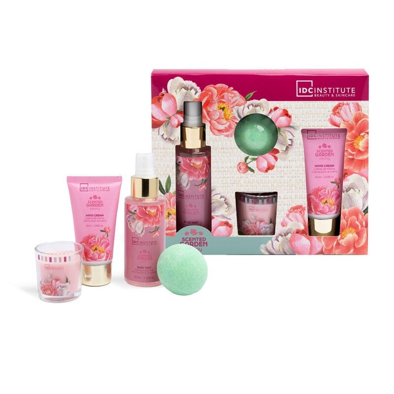 Pack regalo 4 piezas en caja: bruma corporal-crema de manos-bomba de baño y vela scented garden i-CIDC-42242-IDC Institute