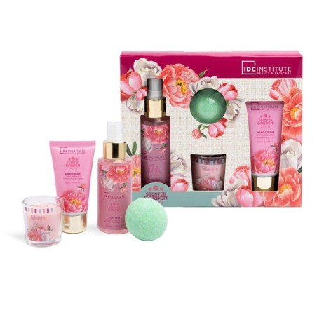 Pack regalo 4 piezas en caja: bruma corporal-crema de manos-bomba de baño y vela scented garden i-CIDC-42242-IDC Institute