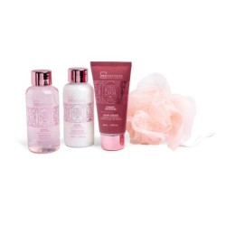 Pack regalo en cajitas:gel de ducha-loción corporal-crema de manos y  esponja bath rose idc insti-IDC-42292-IDC Institute