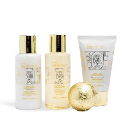 Pack regalo 4 piezas:gel de ducha-loción corporal-crema de manos y bomba de baño bath gold  idc i-IDC-42255-IDC Institute