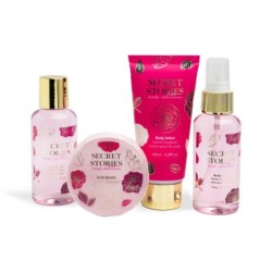 Pack regalo 4 piezas en caja: gel de ducha-loción corporal-bruma corporal y bomba de baño secret -IDC-42293-IDC Institute