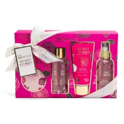 Pack regalo 4 piezas en caja: gel de ducha-loción corporal-bruma corporal y bomba de baño secret -IDC-42293-IDC Institute