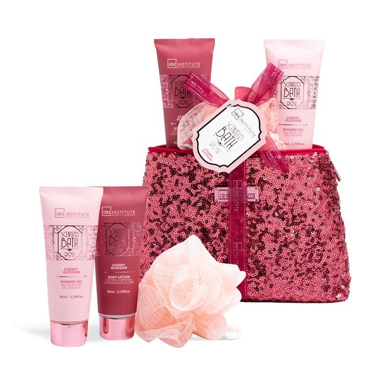 Pack regalo en neceser: loción corporal-gel de ducha y esponja bath rose idc institute-IDC-42283-IDC Institute