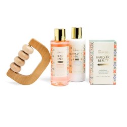 Pack regalo 4 piezas en caja: gel de ducha-loción corporal-sales de ducha y masageador de madera -IDC-42221-IDC Institute