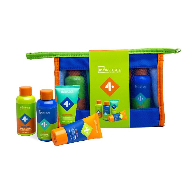 Pack regalo 4 piezas hombre en neceser: champú/gel de ducha-loción corporal-gel de afeitar y crem-IDC-42300-IDC Institute
