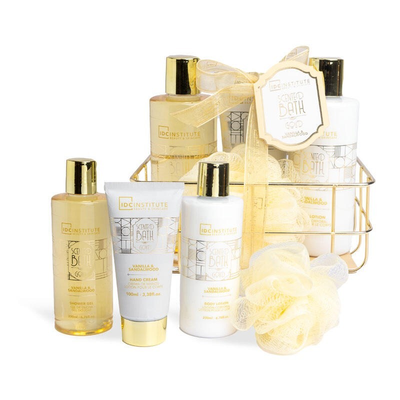 Pack regalo 4 piezas: gel de ducha-loción corporal-crema de manos y esponja bath gold idc institute-IDC-42256-IDC Institute