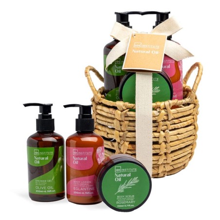 Pack regalo 3 piezas en cesta: gel de ducha-loción corporal y exfoliante corporal natural oil idc-IDC-42229-IDC Institute