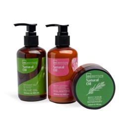 Pack regalo 3 piezas en cesta: gel de ducha-loción corporal y exfoliante corporal natural oil idc-IDC-42229-IDC Institute