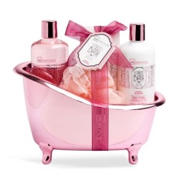 Pack regalo en bañera: gel de ducha-loción corporal-sales de baño y esponja bath rose idc institu-IDC-42282-IDC Institute