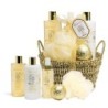 Pack regalo en cesta: gel de ducha-loción corporal-bruma corporal-bomba de baño-esponja bath gold-IDC-42262-IDC Institute