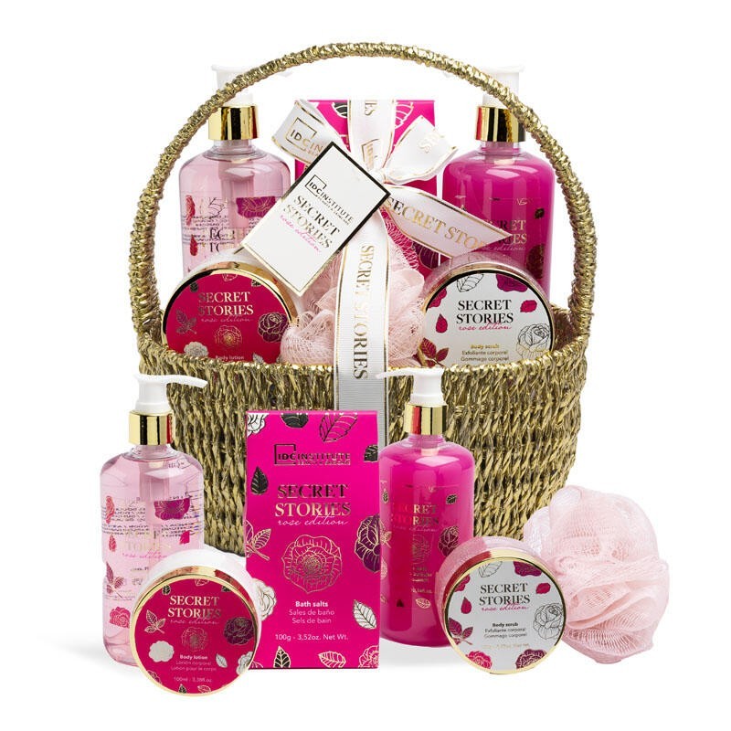 Pack regalo 6 piezas en cesta: gel de ducha-1 baño de burbujas-1 loción corporal-1 sales de baño--IDC-42298-IDC Institute