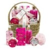 Pack regalo 6 piezas en cesta: gel de ducha-1 baño de burbujas-1 loción corporal-1 sales de baño--IDC-42298-IDC Institute