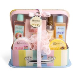 Pack regalo 7 piezas en caja metálica: gel de ducha-baño de burbujas-sales de baño-bruma corporal-IDC-42206-IDC Institute