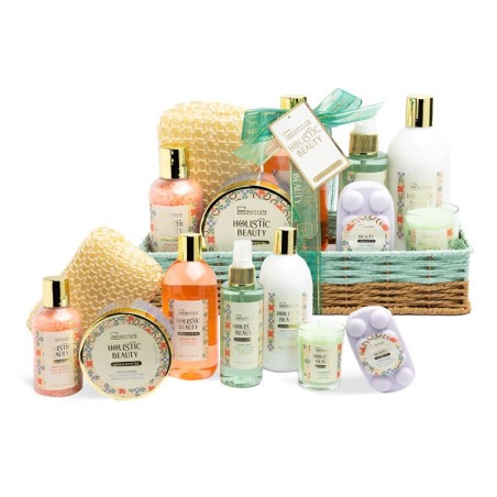 Pack regalo en cesta: gel de ducha-loción corporal-exfoliante corporal-bruma corporal-sales de ba-IDC-42223-IDC Institute