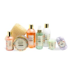 Pack regalo en cesta: gel de ducha-loción corporal-exfoliante corporal-bruma corporal-sales de ba-IDC-42223-IDC Institute