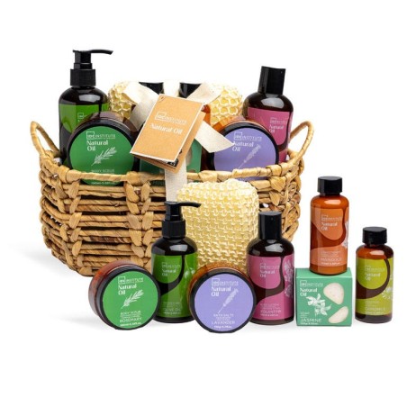 Pack regalo 8 piezas en cesta: gel de ducha-loción corporal-sales de baño-jabón de ducha-champú-a-IDC-42230-IDC Institute
