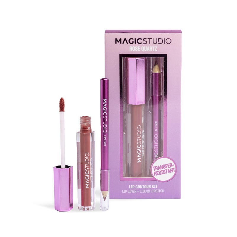 Pack perfilador labios y labial líquido color rose quartz en caja-MS-44233-Magic Studio